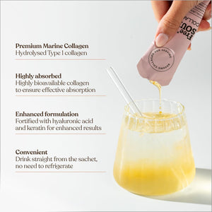 Marine Liquid Collagen 8000Mg with Hyaluronic Acid, Keratin, & Vitamin C | 14 X 8000Mg Hydrolysed Collagen Peptides Sachets | High Absorption Collagen Liquid Supplement by Free Soul