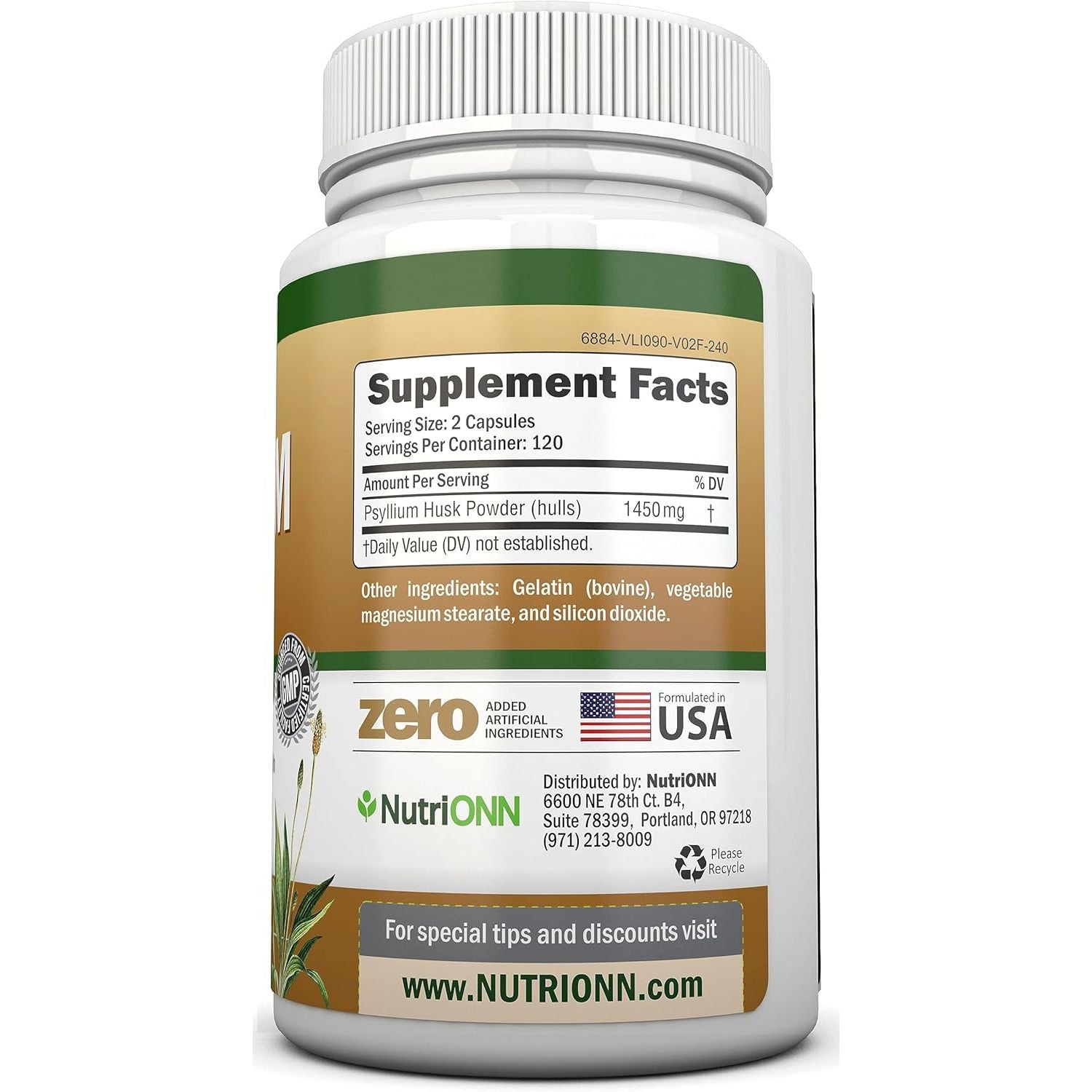 PSYLLIUM Husk Capsules - 1450Mg per Serving - 240 Capsules - Premium Psyllium Fiber Supplement - Great for Digestion and Regularity - 100% Natural Soluble Fiber