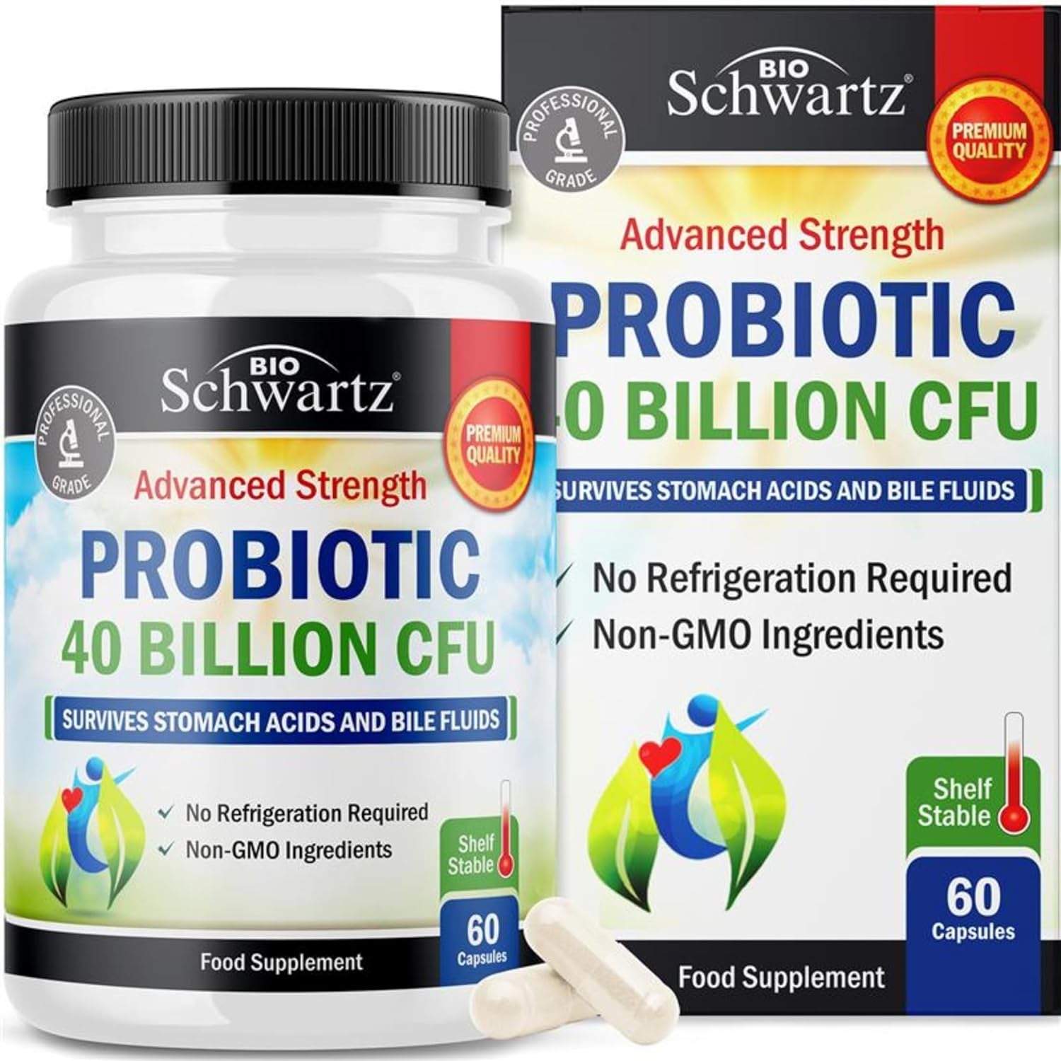 Probiotics for Gut Health 40 Billion CFU - Bloating Relief & Digestive Support Probiotics for Women & Men with Prebiotics Gut Health Supplements - High Potency, Shelf Stable, Non-Gmo, 60Ct