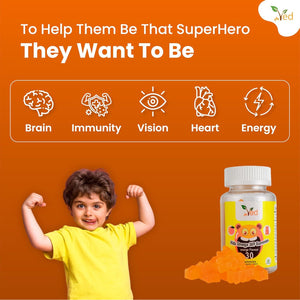 Omega 3 6 9 Gummie Kids,15 Day Supply, Natural Orange Flavour, 30 Chewable Vegan Gummies, Vegetarian Friendly, Energy & Immune System, Kids Omega 3 6 9 Gummies, GMO & Gluten Free.