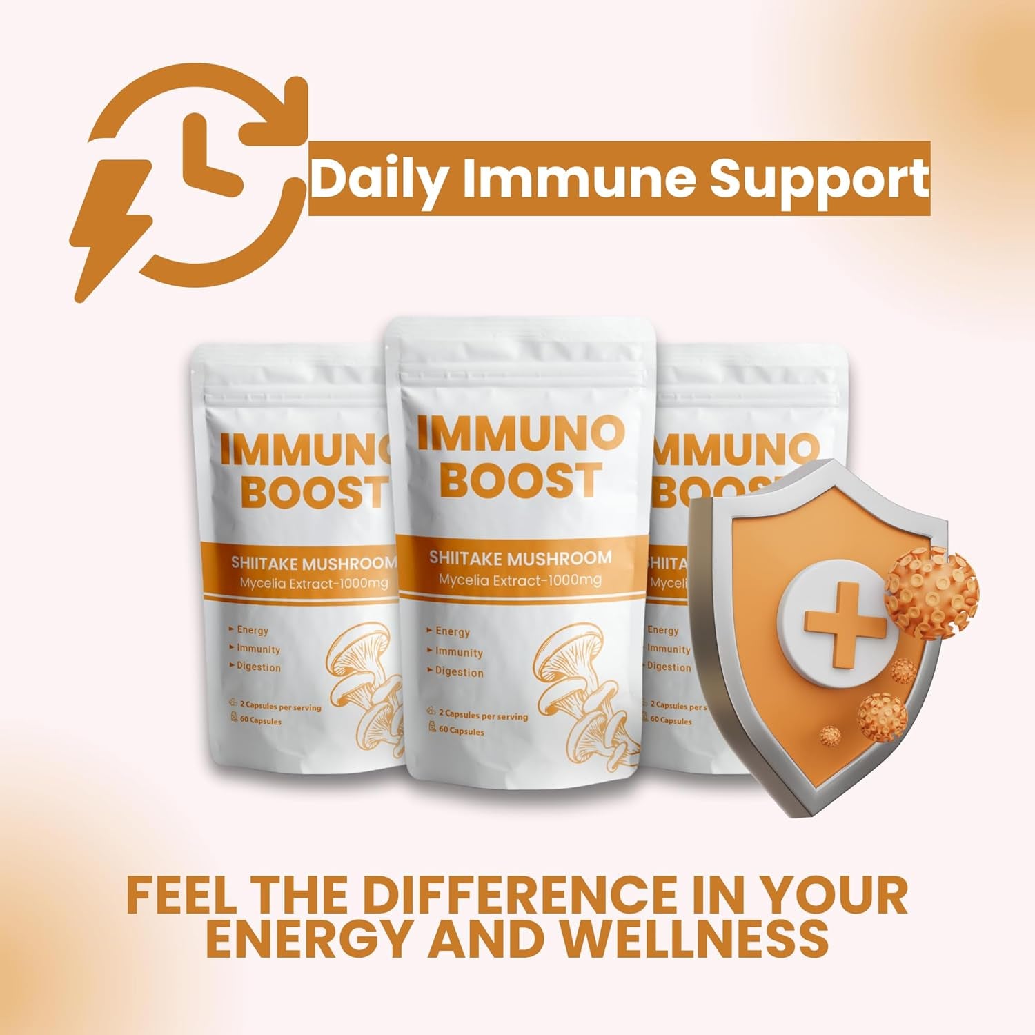 AHCC Supplement – Liver Detox & Immune Support – Immunoboost Shiitake Mushroom Extract 1000Mg – Cholesterol & Gut Health – UK Made – 60 Capsules