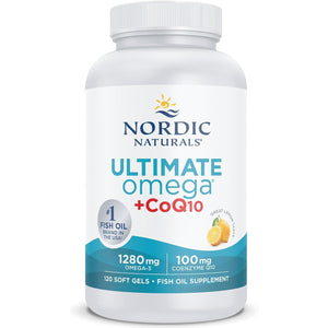 Nordic Naturals, Ultimate Omega-3 + Coq10, 1280Mg Omega-3, with EPA, DHA and Coenzyme Q10, High Dose, Lemon Flavour, 120 Softgels, Soy Free, Gluten Free, Non GMO