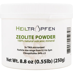 Zeolite Powder | 0.55 Pound - 250 G | Ultra FINE Less-Than 2 Μm | Clinoptilolite 94%+-3 | 3X Activated | Natural Mineral Dust | Heiltropfen®