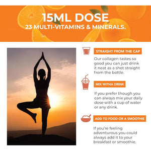 Reverse Life - Immune Defence - Orange Flavour Liquid Multivitamin Drink with 23 Essential Vitamins and Minerals - Maximum Strength Liquid Supplement 500Ml