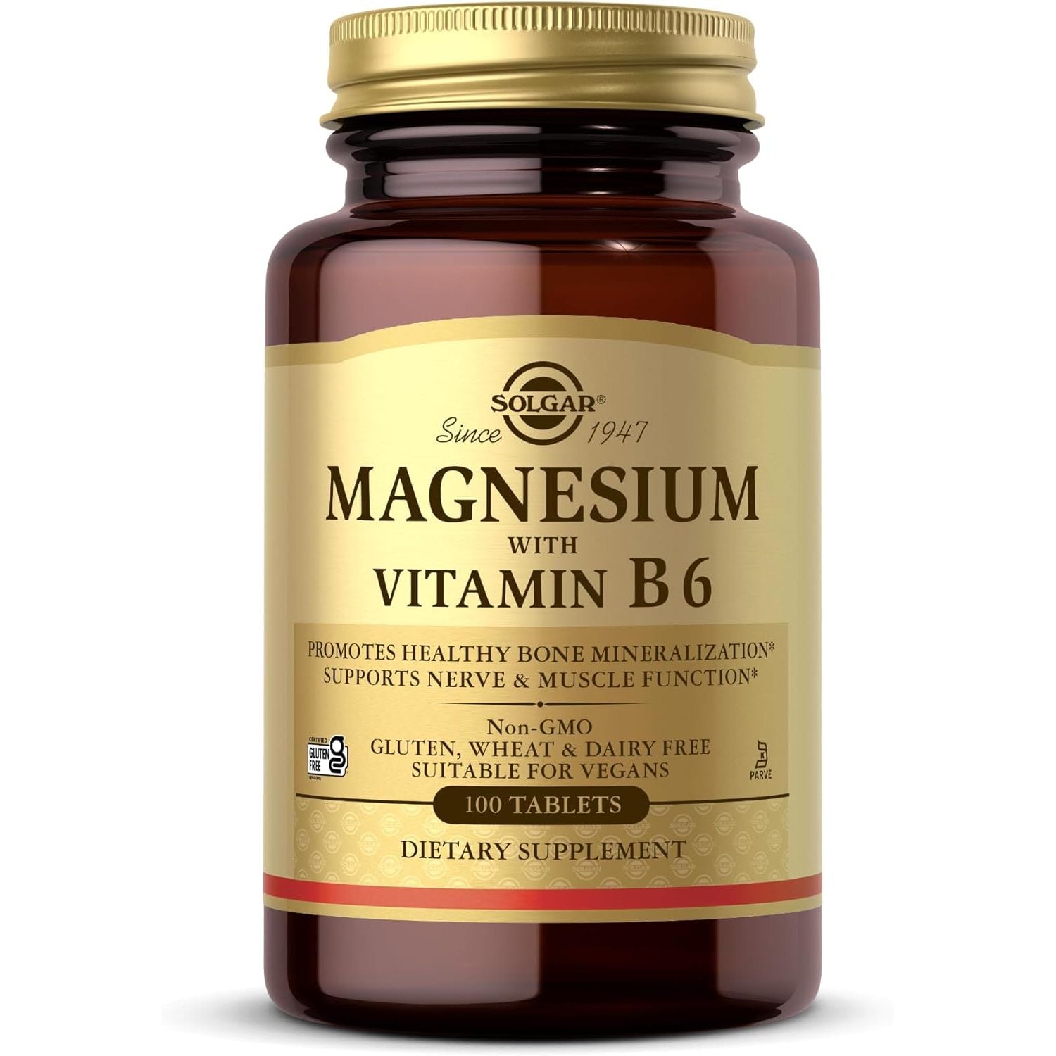 Solgar Magnesium with Vitamin B6 - Supports Energy Levels - Reduce Tiredness and Fatigue - Muscle Function - Vegan - 100 Tablets