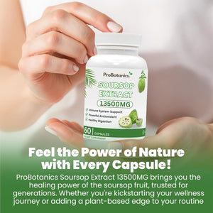 Organic Soursop Capsules | Full Spectrum 13500Mg 30:1 Extract per Serving | Potent Antioxidant & Immune Support - 60 Capsules