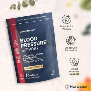 Blood Pressure Tablets | Magnesium Supplement with Potassium & Calcium | Blood Pressure Support | 90 Count | Vegan | by Horbaach