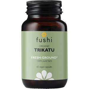 Fushi Organic Trikatu Capsules, 60 Caps | Fresh-Ground Whole Food | Boots Digestion, Improves Metabolism, Weight Loss & Nasal Problems | Ethical & Vegan | Made in the UK