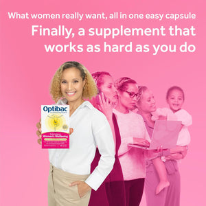 Optibac Probiotics Women'S Wellbeing - Scientifically Proven Friendly Bacteria plus Vitamins for Vitality and Balance - a Powerful All-Round Supplement for the Stresses of Daily Life - 30 Capsules