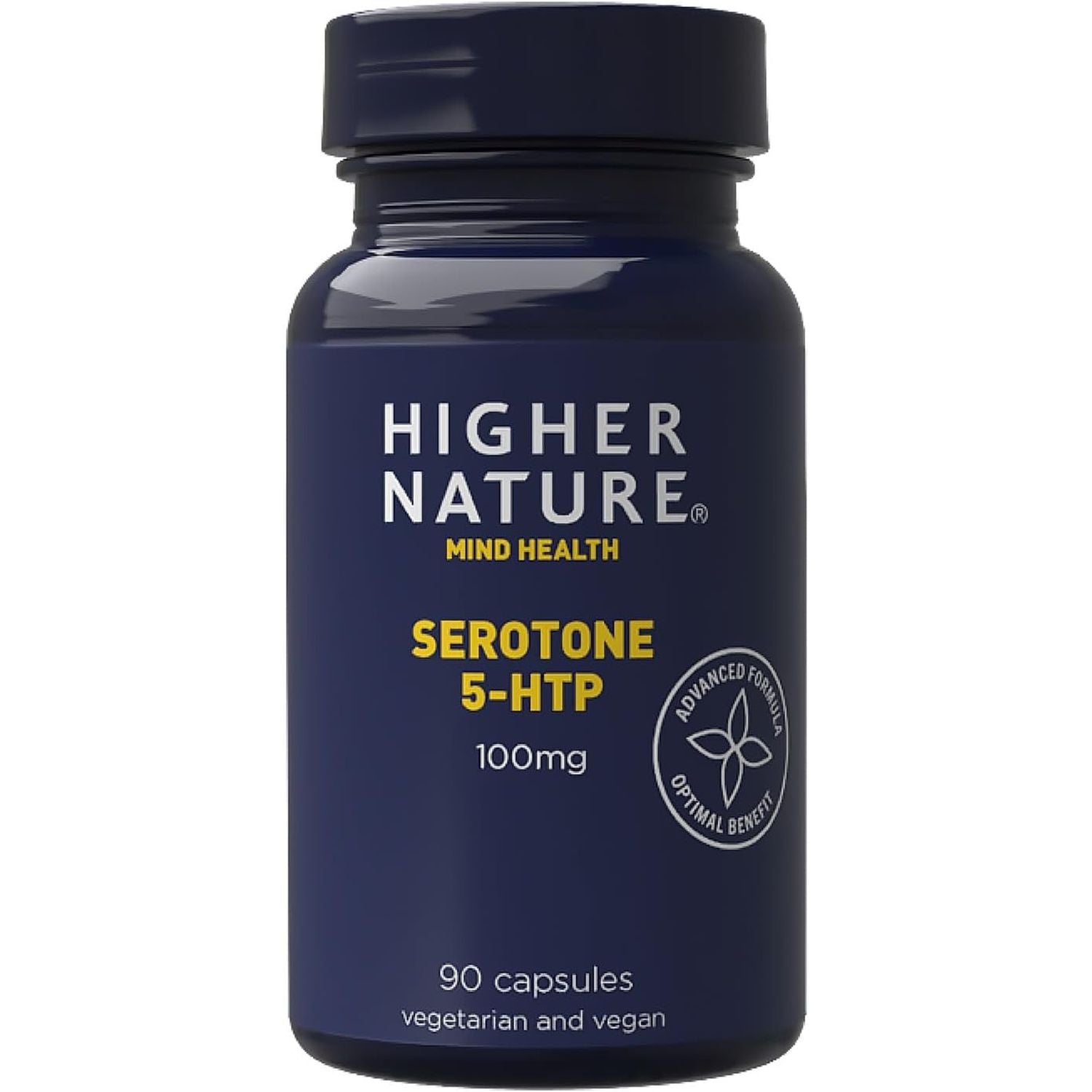 Higher Nature - Serotone 5HTP - 100Mg - Psychological Support - Natural Source of 5HTP - B Vitamins & Zinc - Vegan & Vegetarian - 90 Capsules