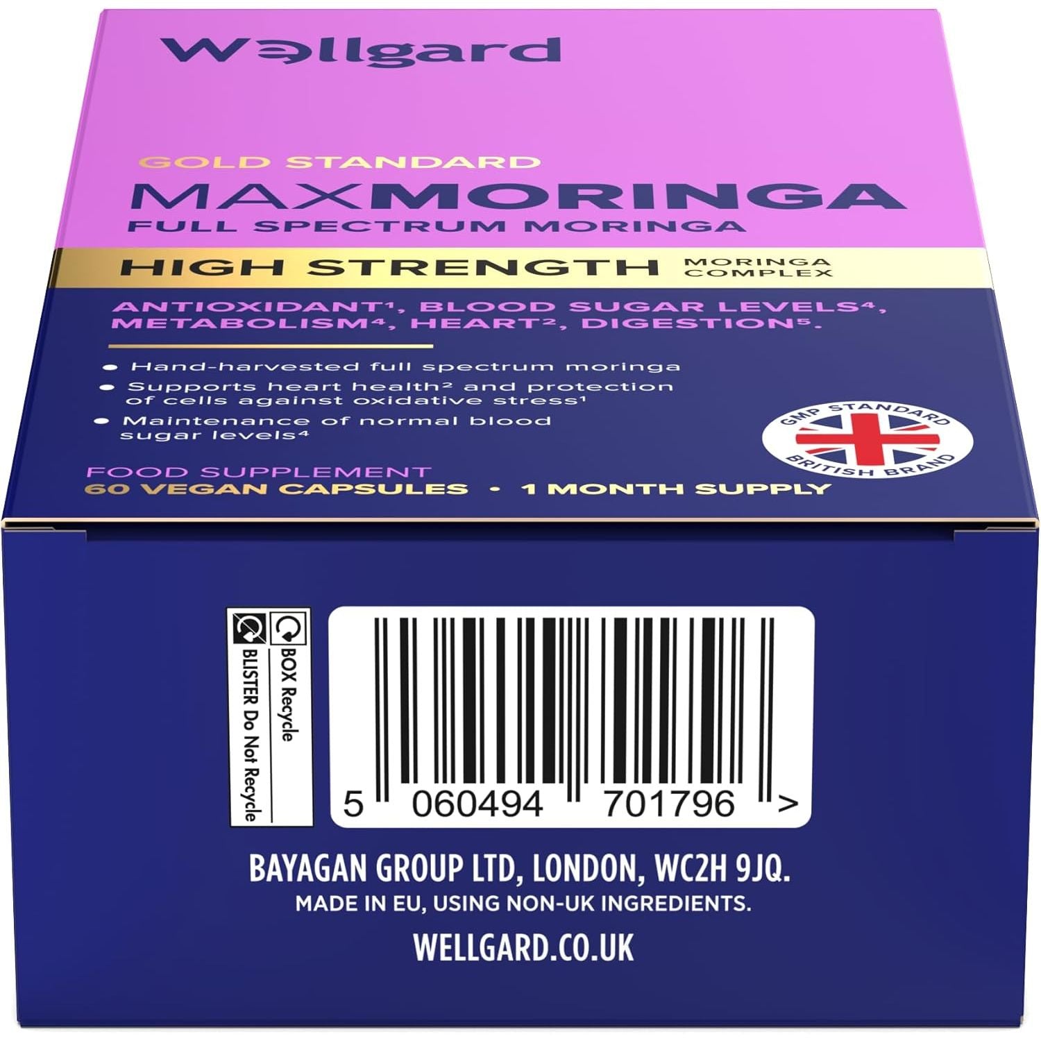 Wellgard Moringa Capsules - Supports Blood Sugar Balance, Heart & Digestive Health, and Metabolism, 60 Vegan Capsules