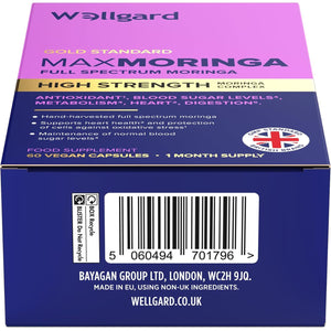 Wellgard Moringa Capsules - Supports Blood Sugar Balance, Heart & Digestive Health, and Metabolism, 60 Vegan Capsules