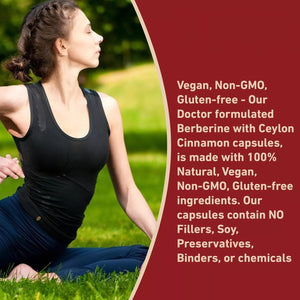 Berberine HCL Supplement Berberine 1200Mg Serving HCL 120 Capsules - plus Pure True Ceylon Cinnamon,Healthy Weight for Both Men and Women, 2 Month Supply