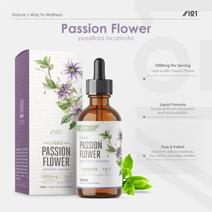 Passion Flower (Passiflora Incarnata) Herb Drops – Alcohol-Free Mother Tincture - 120Ml Liquid Extract Drops Food Supplement - by Alpha01