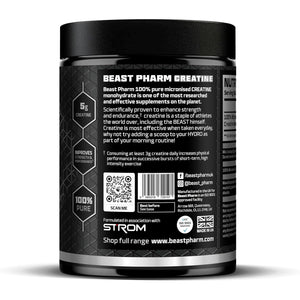 Beast | Creatine Monohydrate Powder 100 Servings (500G) 100% Pure Micronised Creatine Powder | Unflavoured