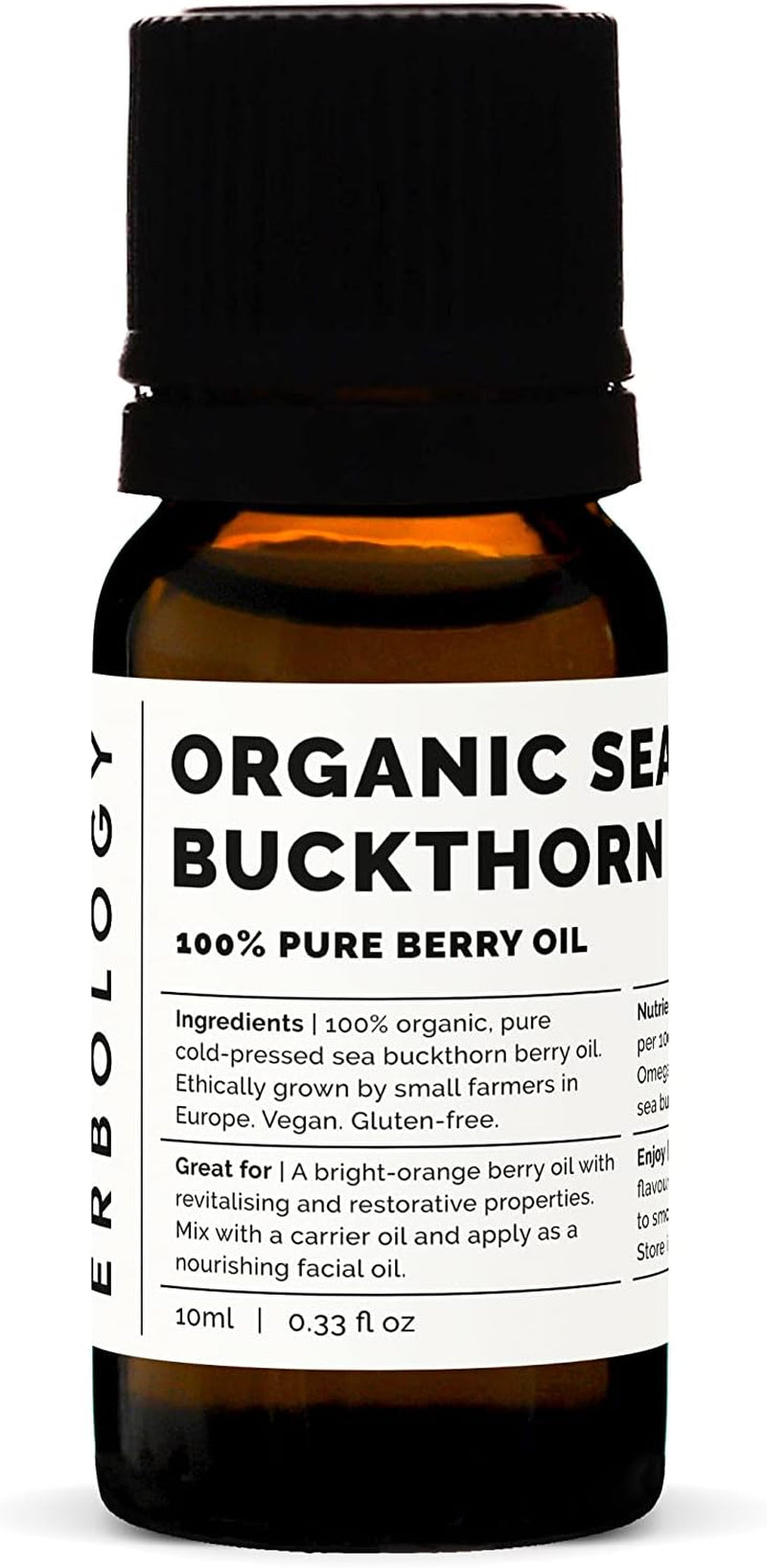 100% Organic Sea Buckthorn Oil 10Ml - Cold-Pressed 50:1 - Premium Quality - Rich in Omega-7 and Beta-Carotene - Straight from Farm - Non-Gmo - No Additives or Preservatives - Recyclable Glass Bottle