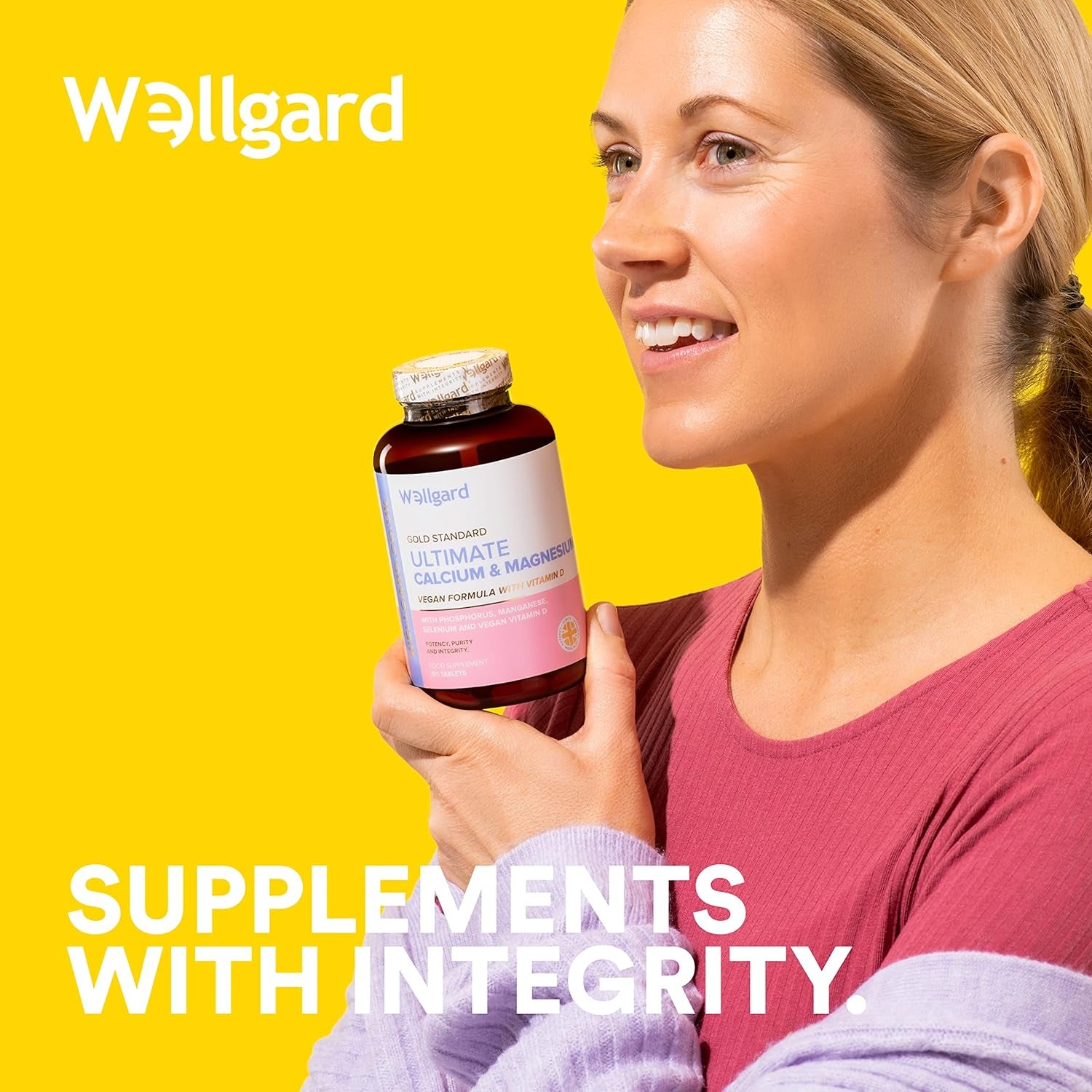 Wellgard Vegan Calcium Magnesium Zinc and Vitamin D Capsules - Calcium Supplement, Calcium Tablets with Phosphorus, Manganese, Selenium, Copper, Made in UK