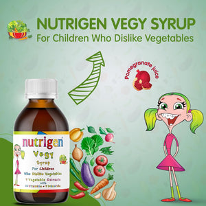 Nutrigen Vegy Syrup 200 Ml - Vitamins, Minerals, and 7 Vegetable Extracts in Pomegranate Juice