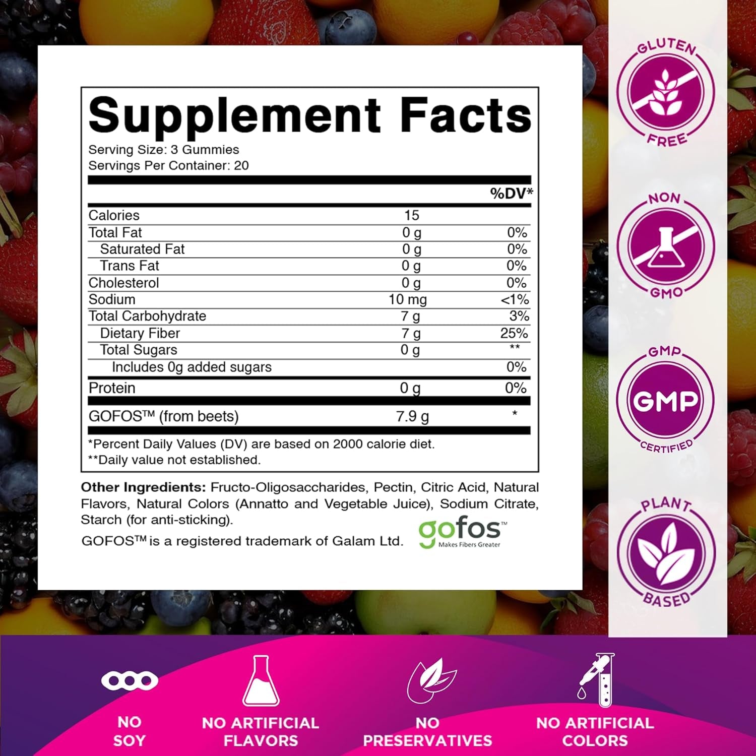 Vitamatic Prebiotic Fiber Gummies for Adults – 7G Fiber per Serving – 60 Pectin-Based Gummies Extra Strength, Zero Sugar Added – Supports Digestive Health & Regularity – Non-Gmo, Vegan, Gluten-Free