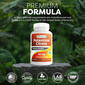 Best Naturals Potassium Citrate 99Mg 500 Tablets - 3Rd Party Lab Tested