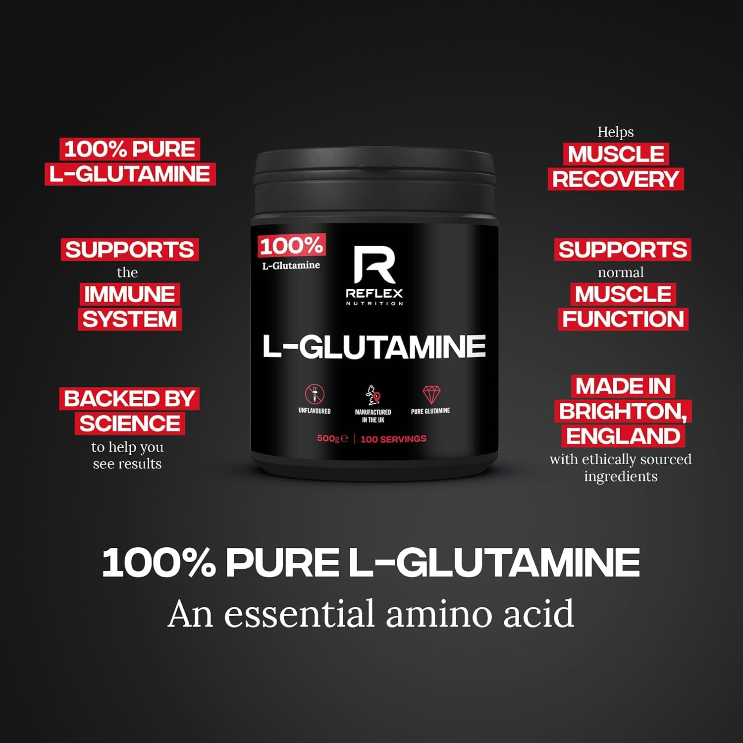 Reflex Nutrition L-Glutamine Supplement (500G)