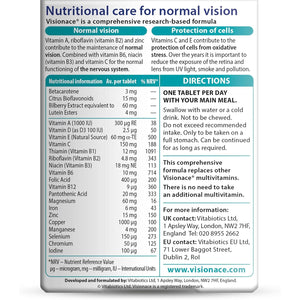 Visionace Original One-A-Day Formula Tablets to Support Vision Acuity and a Healthy Vision, by Vitabiotics