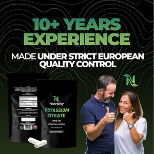 Nutrality Potassium Citrate 1000Mg | High Strength Potassium Supplement | Nervous System, Muscle Contraction, Keto-Friendly (60 Capsules)