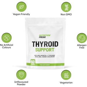 Thyroid Support Supplement - 60 Capsules - Includes Myo Inositol, L-Tyrosine, Iron, Magnesium, Zinc, Manganese, Selenium, Vitamin B12 - Contributes to the Reduction of Tiredness & Fatigue