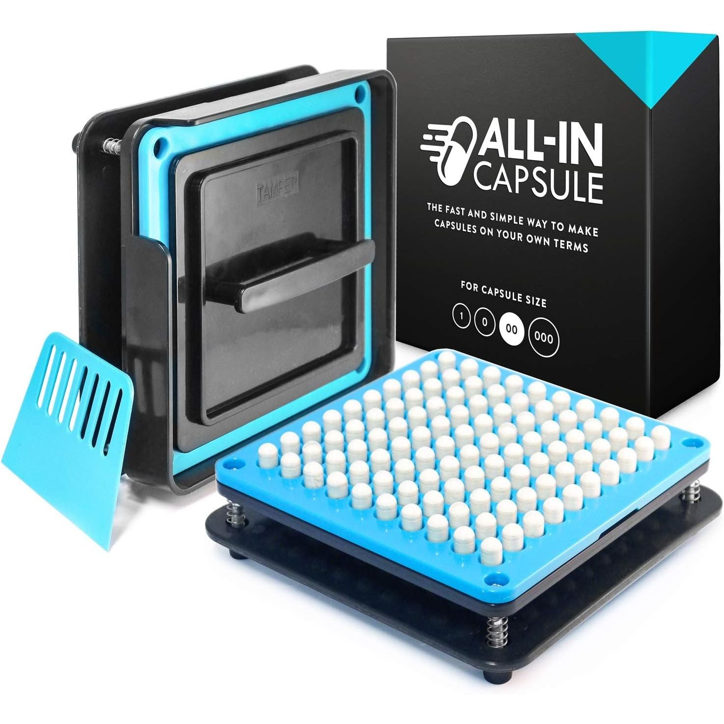 ALL-IN Capsule Filling Machine for Size 00 - Make Your Own Capsules Now Easier and Faster - Use with Empty Gelatin or Vegetarian Caps - Clear Illustrated Instructions with Video
