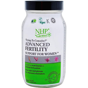 NHP Advanced Fertility Support for Women - Nutrients for Conception, IVF Support & Pregnancy, Scientifically Formulated with Active Vitamins & Minerals for Optimal Fertility Health 60 Vegan Capsules