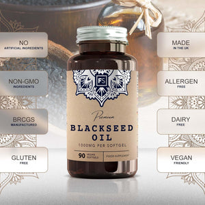 FS Black Seed Oil | 90 High Strength Black Seed Oil Softgel Capsules - 1000Mg Blackseed per Capsule | Softgels for Increased Absorption | Non-Gmo,Gluten & Allergen Free | Manufactured in the UK