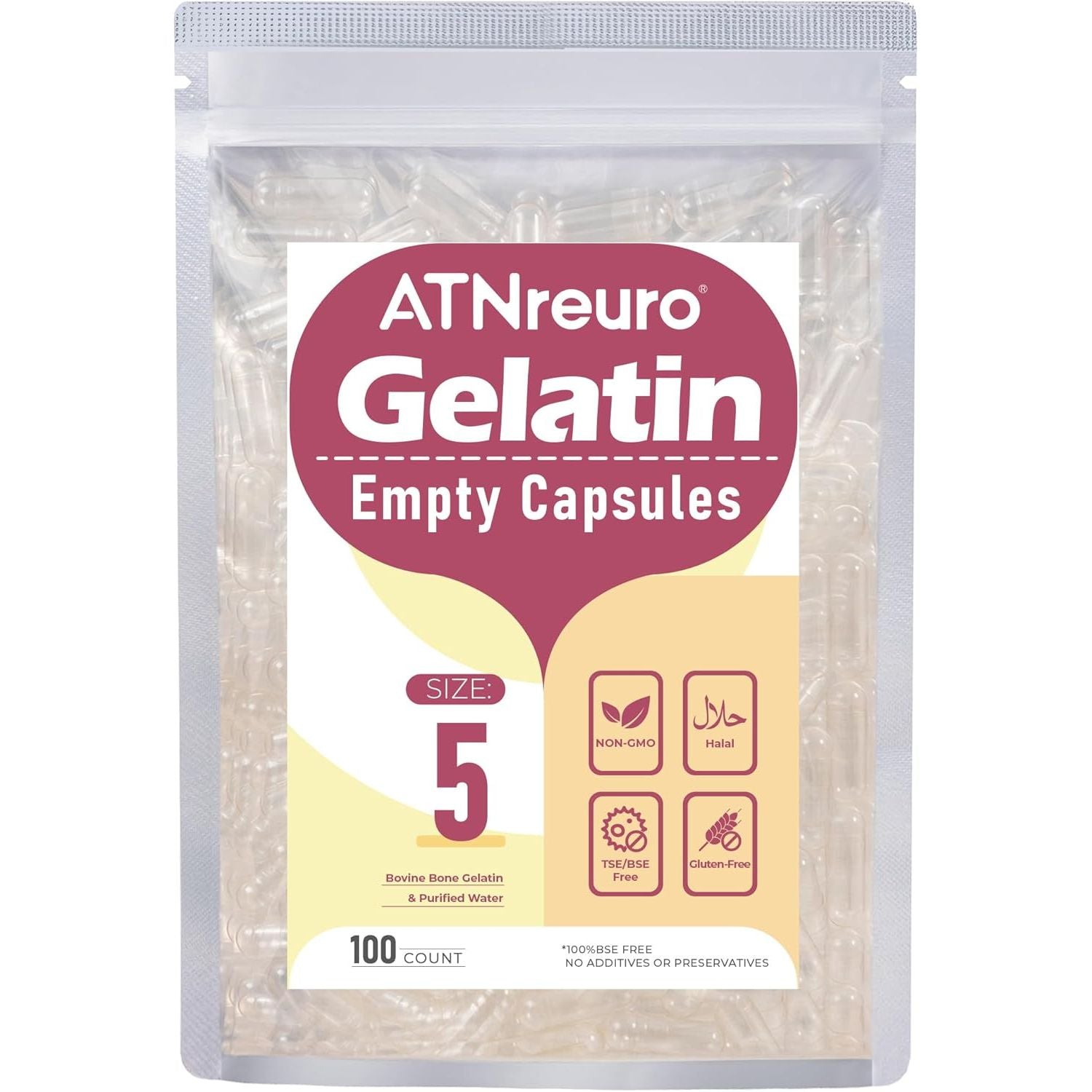 Atnreuro Size 5 Empty Gelatin Capsules 100 Count Very Tiny Empty Pill Capsules for Powders