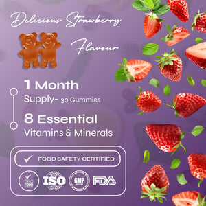 Known Kids Multivitamin Complex Gummies - Sugar-Free - Vitamin C, B6 - Immune Support - Natural Strawberry Flavour - 30 Vegan Gummies, 1 Month Supply