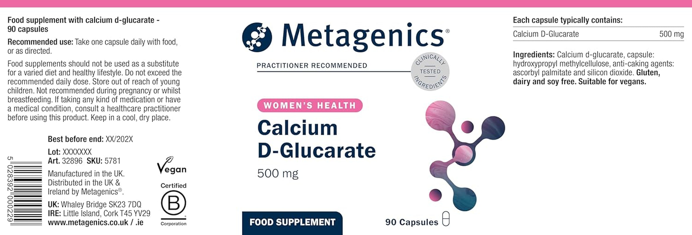 Metagenics Calcium D-Glucarate - Energy-Yielding Metabolsim & Gut Health - 90 Capsules