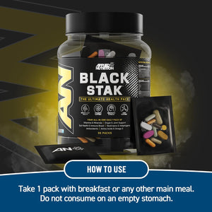 Applied Nutrition Black Stak - Complete Performance Complex - 30 All-In-One Sachets for Health and Immune Support with Multivitamins Antioxidants Aminos Minerals Enzymes and More