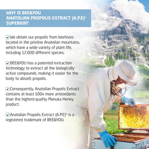 Bee&You, Propolis Liquid Extract Drops, 50% Pure Propolis, Ultra plus Strength, Immune Support Supplement, Sore Throat, Allergy Relief, Respiratory, Antioxidants, Keto, Paleo, Gluten-Free, 1 Fl Oz