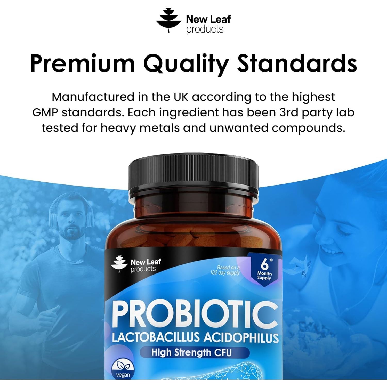 Lactobacillus Acidophilus Supplements 365 Tablets High Strength - Digestive & Gut Health Supplements Lactobacillus Live Cultures for Gut Health - Vegan, Gmo-Free, Gluten-Free, GMP, UK Made