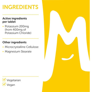Potassium Supplement 200Mg 120 Tablets | Contributes to Normal Blood Pressure, Muscle Function and Nervous System Function | Electrolyte Regulation | Potassium Chloride | Vegan | UK Made MOBU