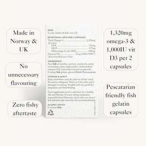 Bare Biology Omega 3 + Vitamin D3 - Rise & Shine Capsules (30 Servings) Pure Fish Oil EPA 755Mg DHA 377Mg plus High Strength D3 Vitamin 1000IU, Immune System Booster