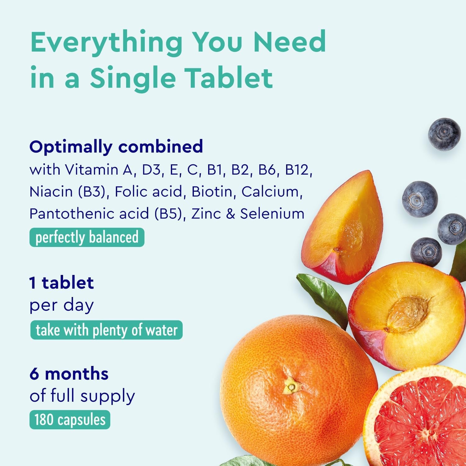 Multivitamin Tablets for Men & Women - 180 High Strength Multivitamins & Minerals Tablets - A-Z Multi Vitamins Supplements - Made in Germany