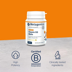 Metagenics Vitamin D3 2000Iu Chewable Lemon Melts - Adults & Children over 6 - Immune Support, Normal Bones, Muscle Function - 120 Tablets