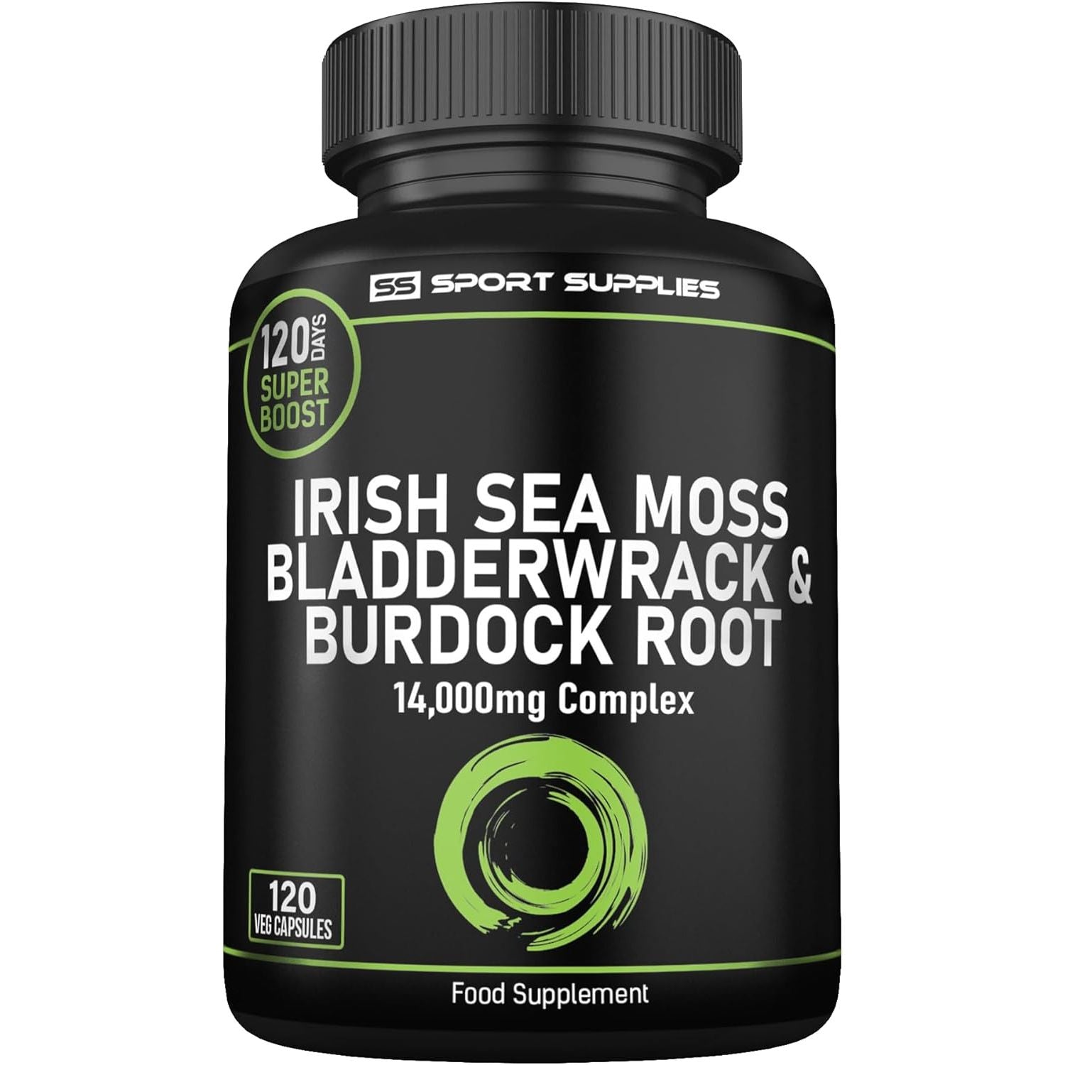 Sea Moss Complex 14,000Mg Extract Including Bladderwrack & Burdock Root - 120 High Strength Capsules Providing 120 Day Supply - North Atlantic Irish Sea Moss Supplement - Vegan & UK Made