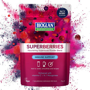 Bioglan Superfoods Superberries | Vitamin C | Manganese | 70G, Red, Pack of 1