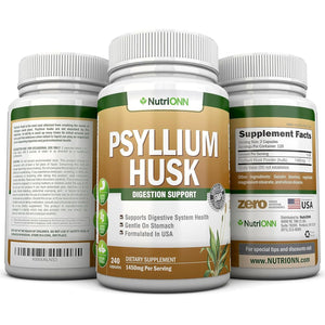 PSYLLIUM Husk Capsules - 1450Mg per Serving - 240 Capsules - Premium Psyllium Fiber Supplement - Great for Digestion and Regularity - 100% Natural Soluble Fiber