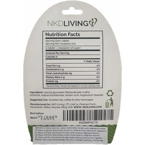 NKD Living Pure Stevia Sweetener Tablets - 200 Tablets - Non-Bitter
