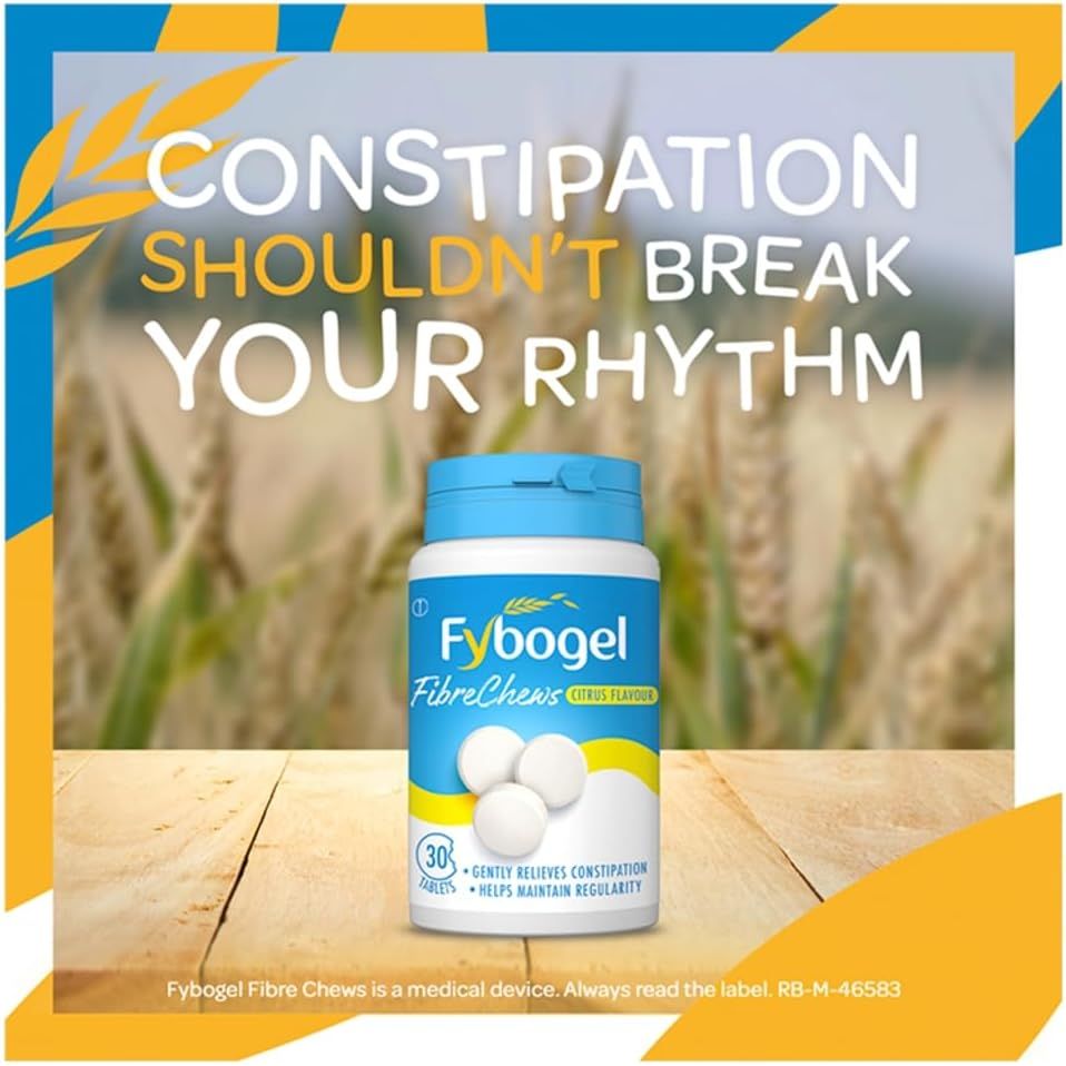 Fybogel Citrus Fibre Chews, 30 Tablets - Constipation Relief, Maintains Regularity