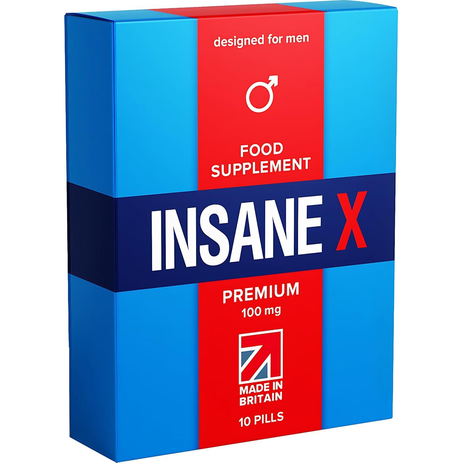 10 INSANE X Premium - Extra Strong Pills for Men UK - Natural Fast-Acting Maca Ginseng Tablets for Men - for Enhanced Performance