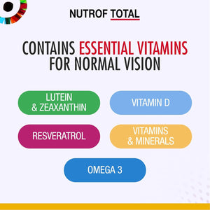 90 Nutrof Total Capsules – Eye Health Supplement with Lutein, Zeaxanthin, Omega 3, and Antioxidants | Daily Dose of Essential Nutrients for Optimal Eye Health | 30 Capsules X 3 Packs (3-Month Supply)
