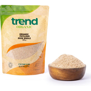 Trend Organic Psyllium Husk Whole, 250G - Soluble Fibre Rich Superfood Ideal for Baking and Cooking | Certified Organic, Vegan, Non-Gmo, No Additives or Preservatives |Raw | Resealable Bag