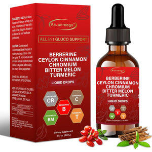 60ML Berberine with Ceylon Cinnamon Supplement Liquid Drops + Bitter Melon Extract, Glucomannan, Gymnema, Chromium, Turmeric, Panax Ginseng, Moringa GLP-1 Support
